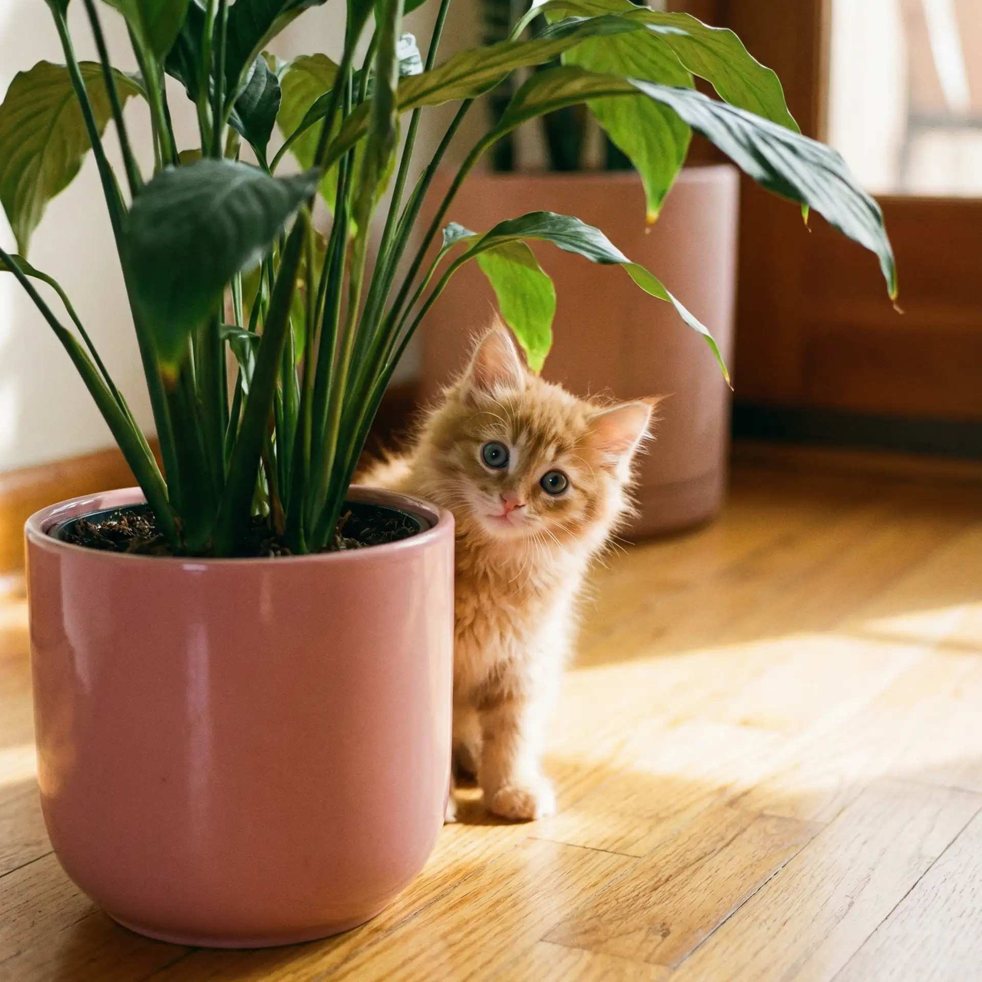 小猫从花盆后探头 - 樱理惠